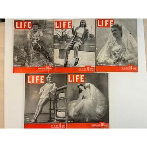 LIFE Magazine Lot 5 1942 WWII Issues Vintage  War Era Ginger Rogers Joan Leslie
